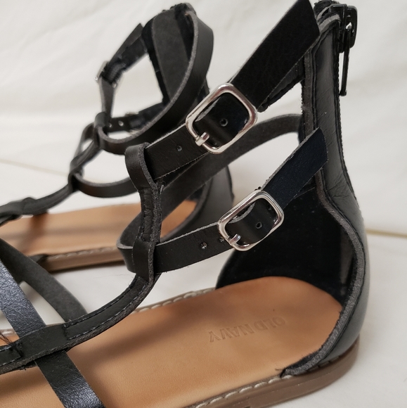 Old Navy Gladiator Sandals Leather Black Women Size 10 Excellent Shape - Picture 4 of 7